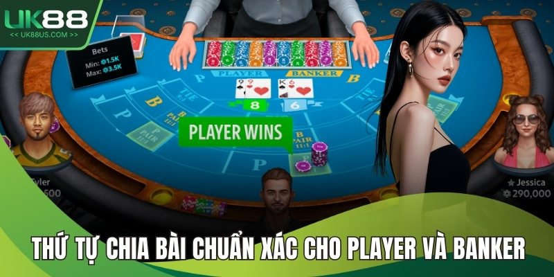Thứ tự chia bài chuẩn xác cho Player và Banker